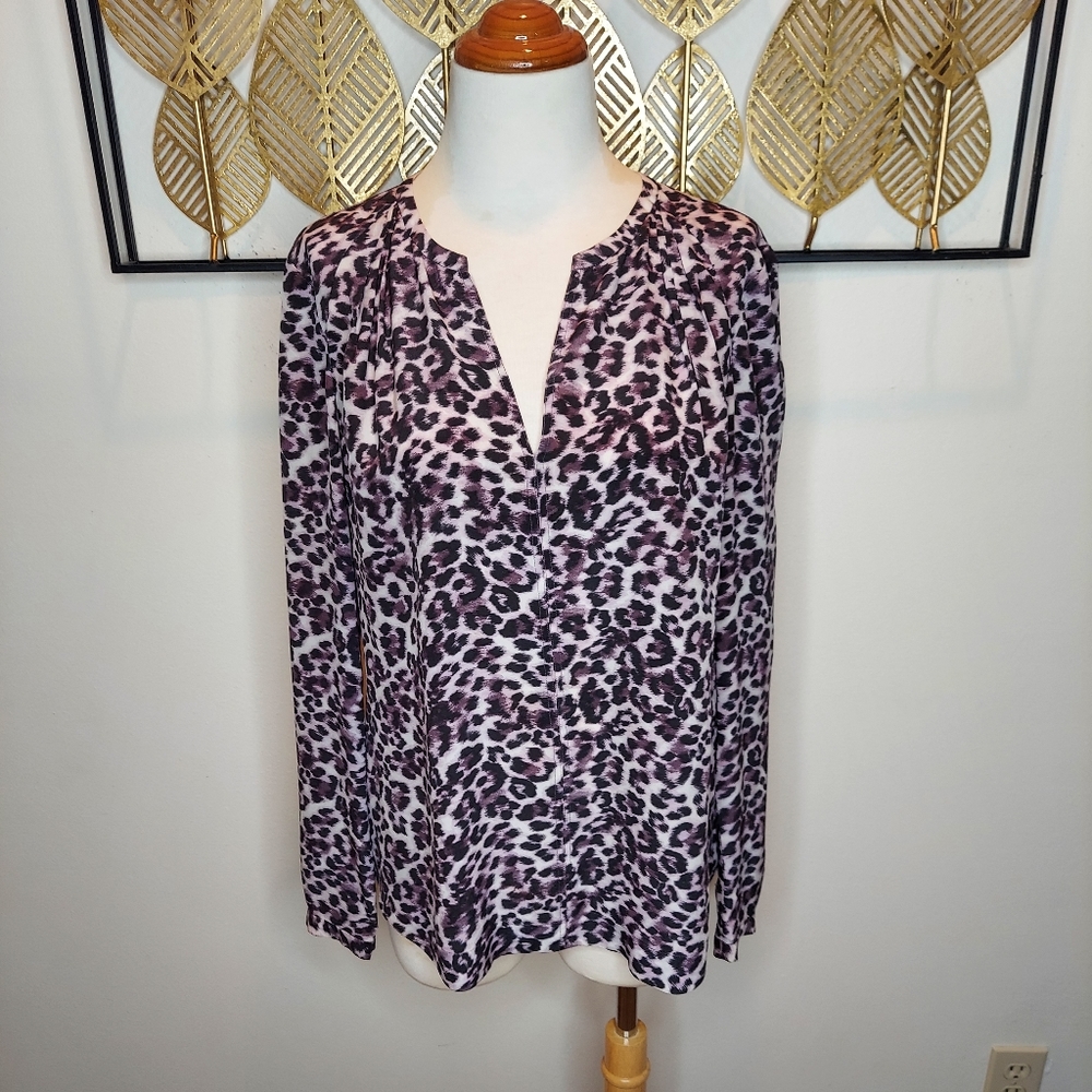 Rebecca Taylor Leopard Silk Shirt, Size 6